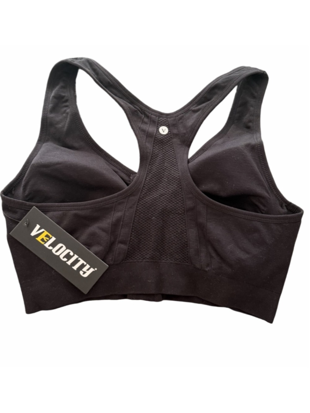 Velocity black, seamless, padded sports bra full-length front zipper Size XL - Picture 3 of 8